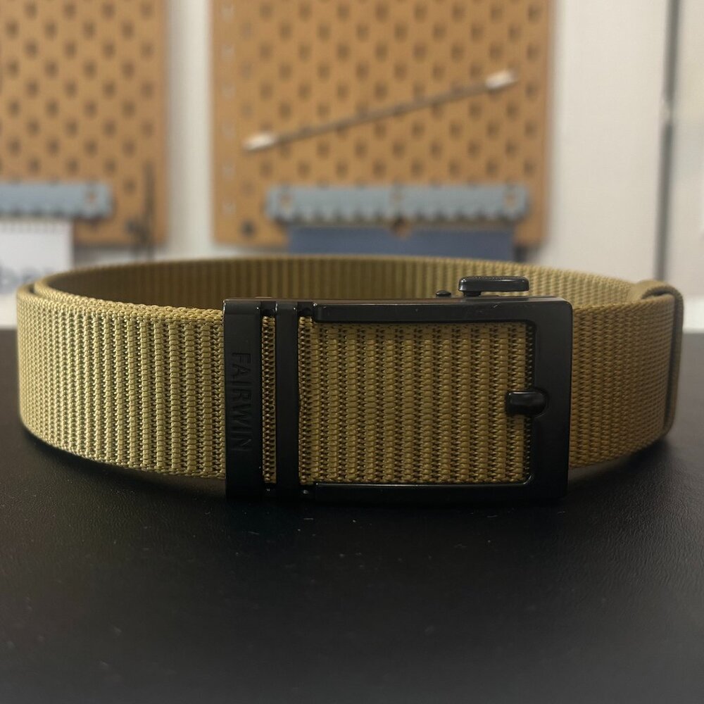 FAIRWIN Men's Brown Tactical Nylon Web Adjustable Buckle Belt.No Size.41"Long